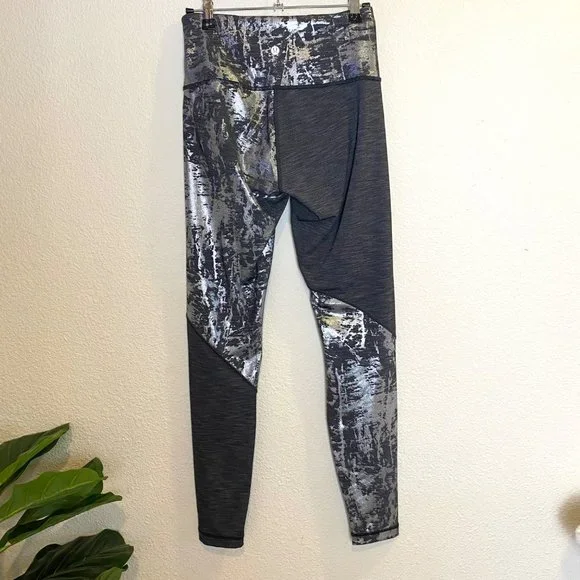 Lululemon Wunder Under High Rise Tight Leggings Silver Black Brindle Foil - Picture 7 of 10